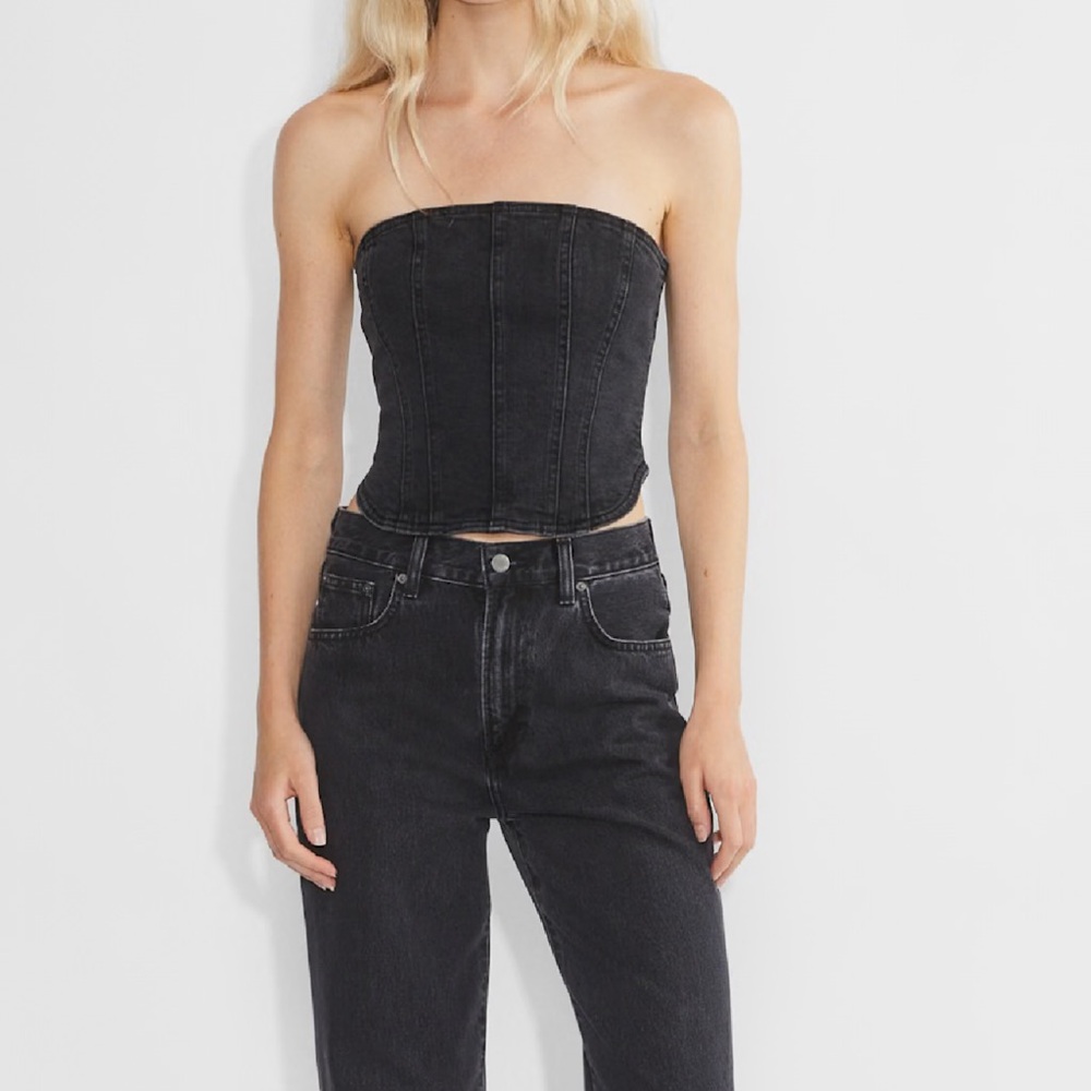 Denim Forum Black Denim Corset-Style Top - Picture 4 of 4